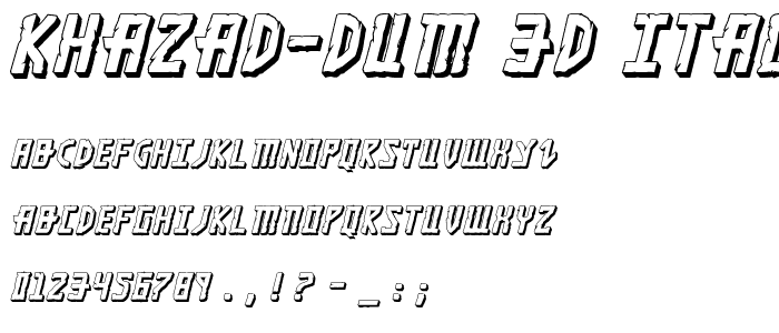 Khazad-Dum 3D Italic font